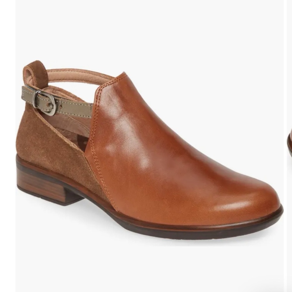 Naot Kamsin Colorblock Bootie in Maple Antique Pewter  Leather and Suede size 37